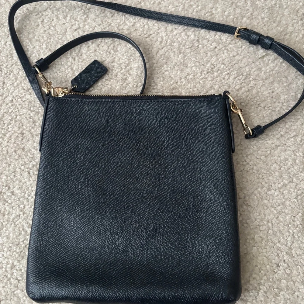 Coach Black Leather Crossbody Bag with Gold Logo